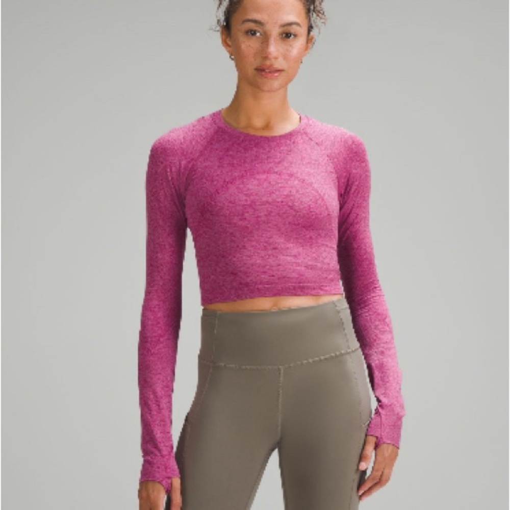 Lululemon Swiftly Tech Cropped Long Sleeve Shirt 2.0 Wild Berry